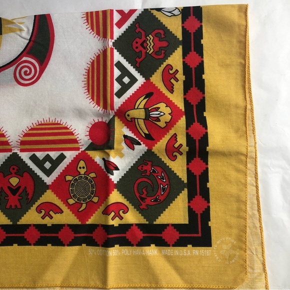 Southwestern Aztec Vintage Gold, Red and Black Native Tribal Bandanna 21”x21” - Picture 15 of 16
